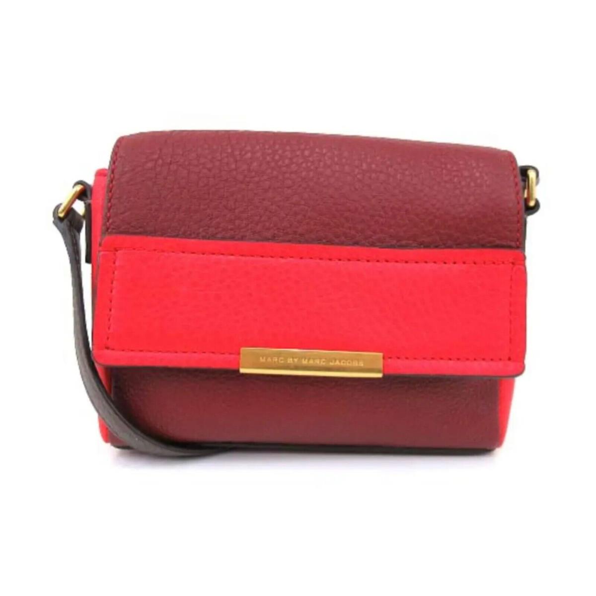 Marc Jacobs Hail To The Queen Katie Cabernet Crossbody Red Gold Leather Bag