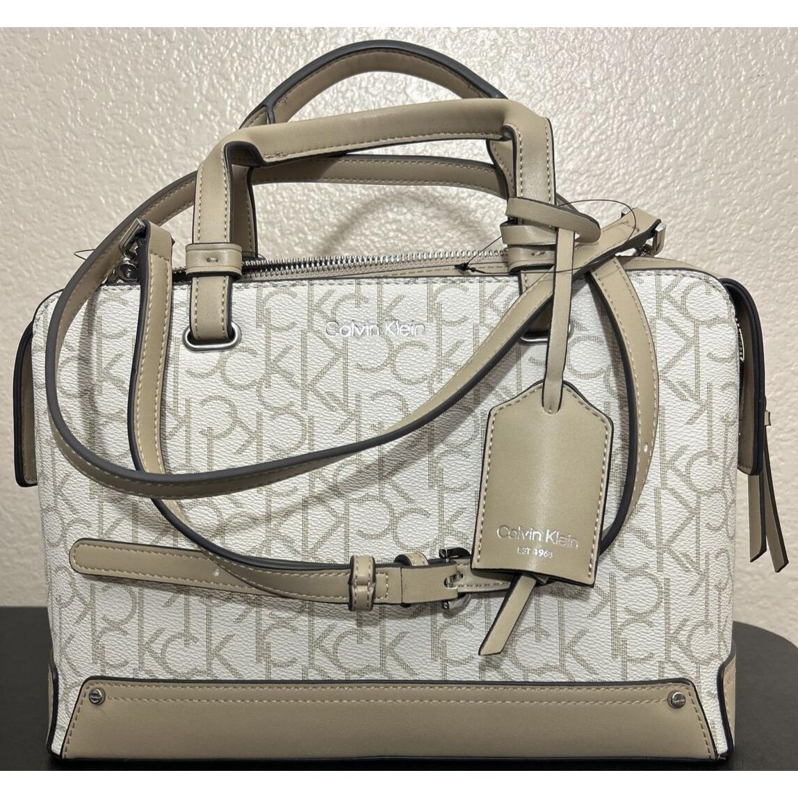 Calvin Klein CK Signature Satchel Bag Purse White Vanilla Beige