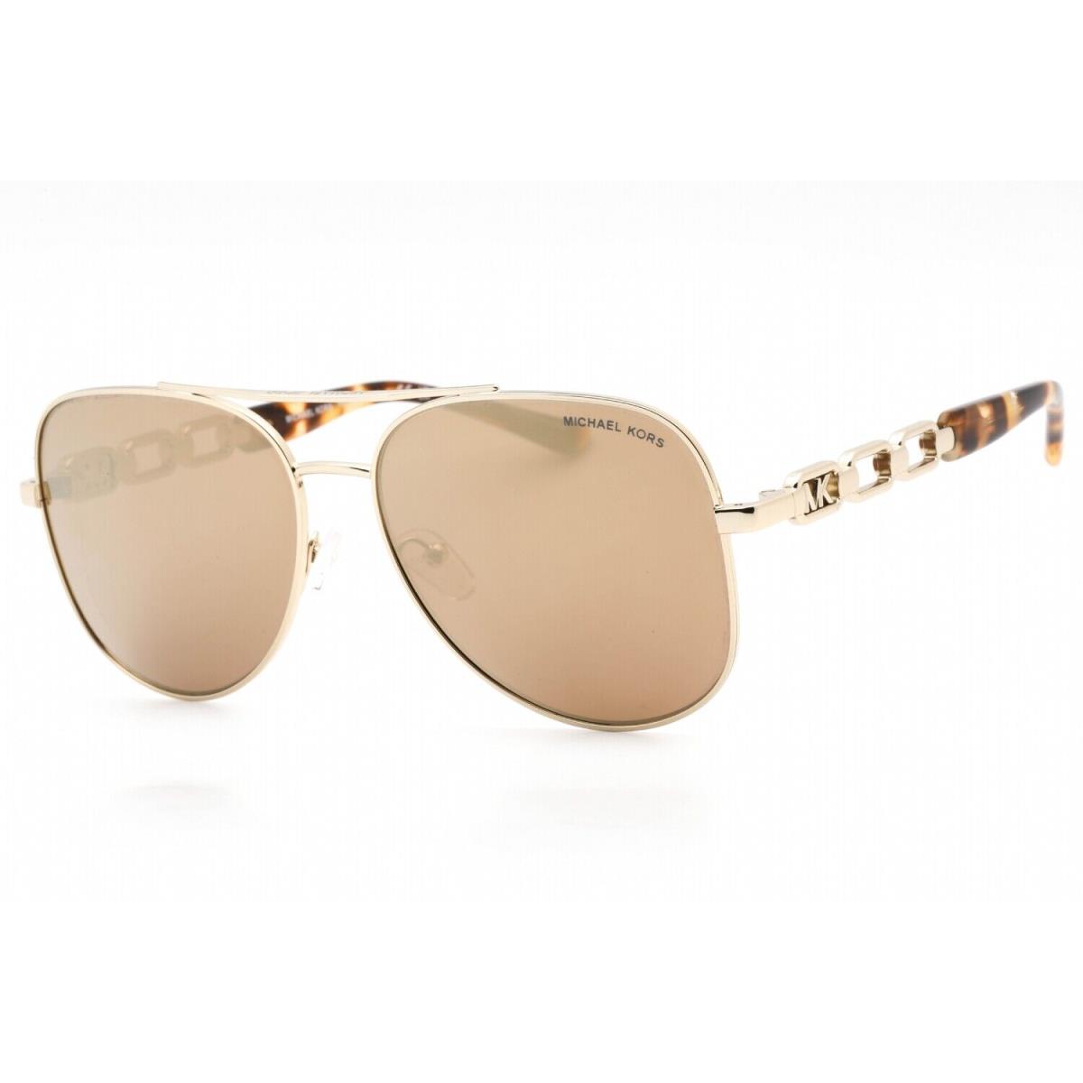 Michael Kors 0MK1121 10147P Sunglasses Light Gold Frame Gold Mirror Lenses 58 Mm