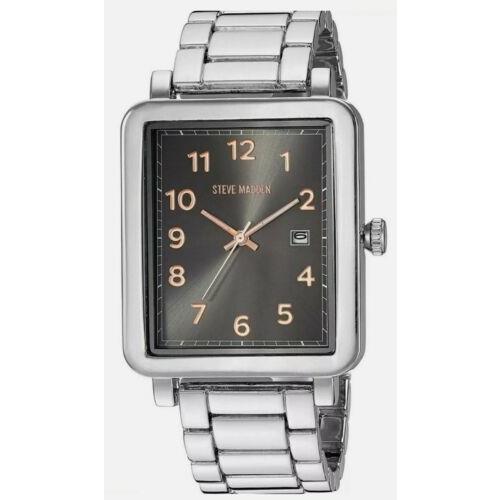 Steve Madden Rectangle Case Link Watch Menchrome Rose Gold