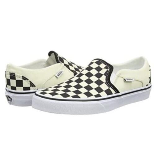 Vans Asher Slip On Blk/cream Checkerboard Shoes Women`s 9.5 EU 40.5 UK 7 - Black/Cream