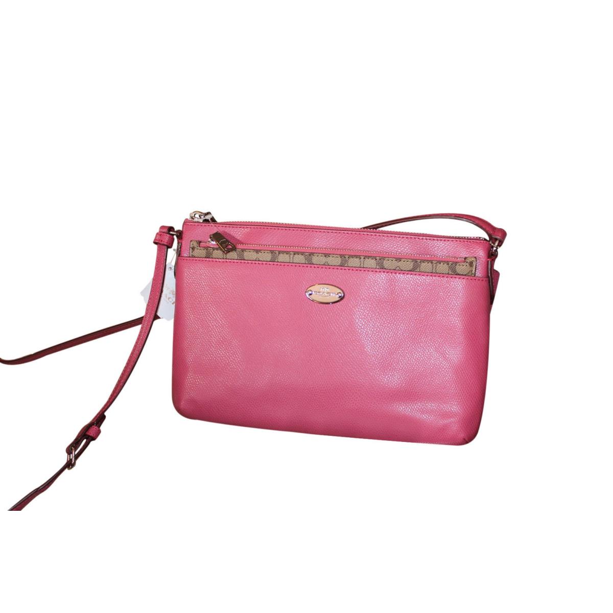 Coach Sunset Red Pink Cross X Grain Leather EW Pop Crossbody Bag F52881