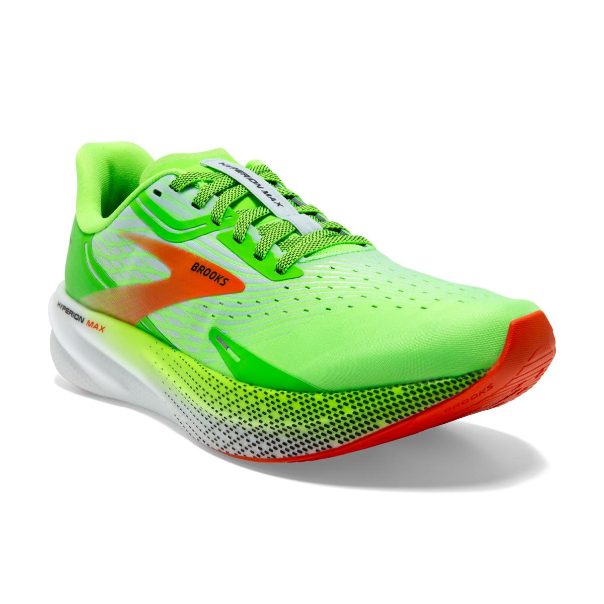 Brooks Hyperion Max Men`s Road Running Shoes Green Gecko/Red Orange/White