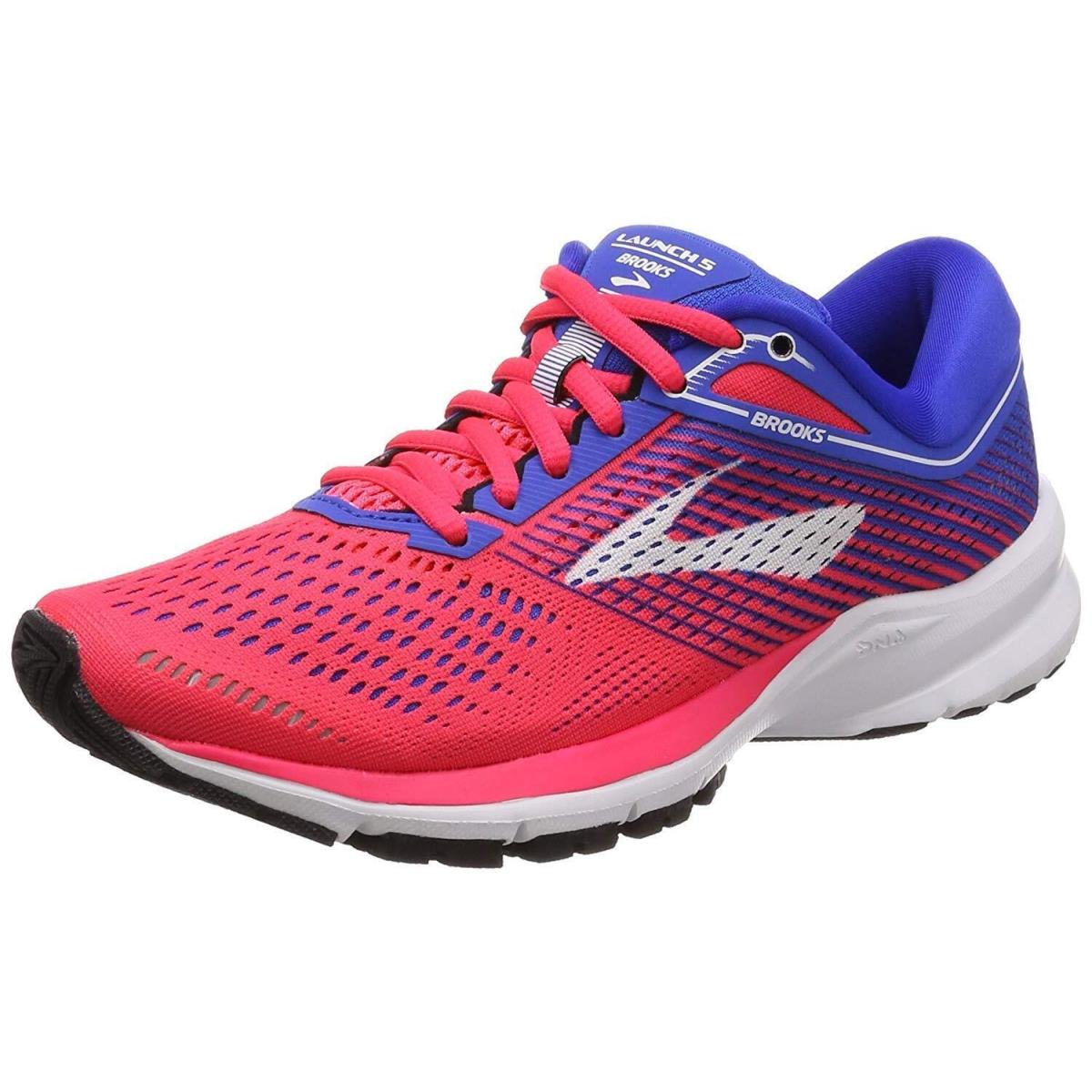 Brooks Women`s Launch 5 6 B US Sz_6_Pink/Blue/White - Pink/Blue/White