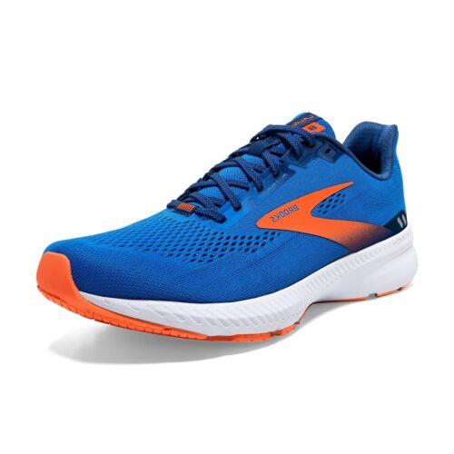Brooks Launch 8 Men`s Neutral Running Shoe - Blue/orange/white - 8 - Blue/Orange/White