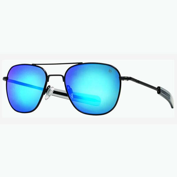 American Optical Original Pilot AO Matte Black Frame Pilot Sunglasses All Variations Blue Mirror Nylon