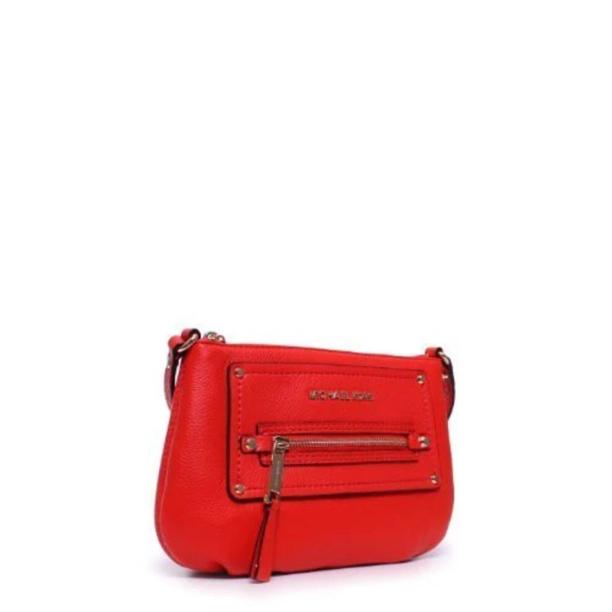 Michael Kors Gilmore Crossbody in Mandarin Red Leather Satchel Handbag Purse