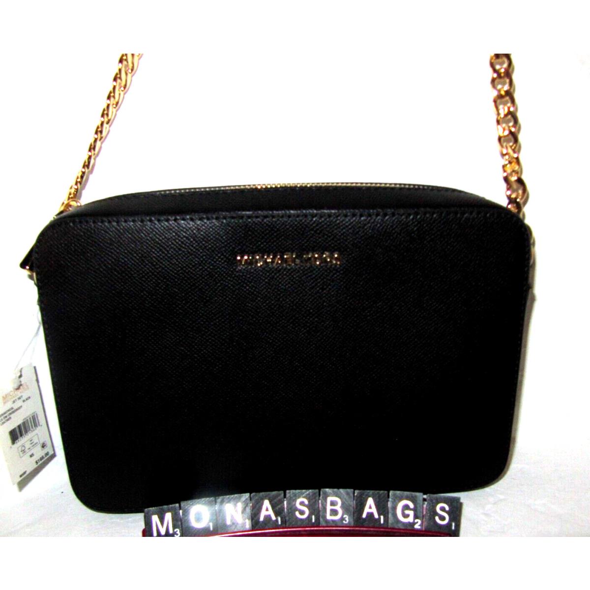 Michael Kors Jet Set Large EW Black Saffiano Leather Crossbody Bag