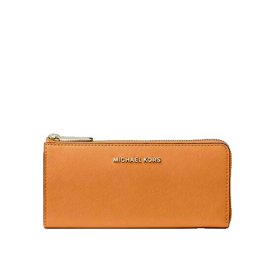 Michael Kors Jet Set Travel Large Leather Quarter-zip Wallet Cider