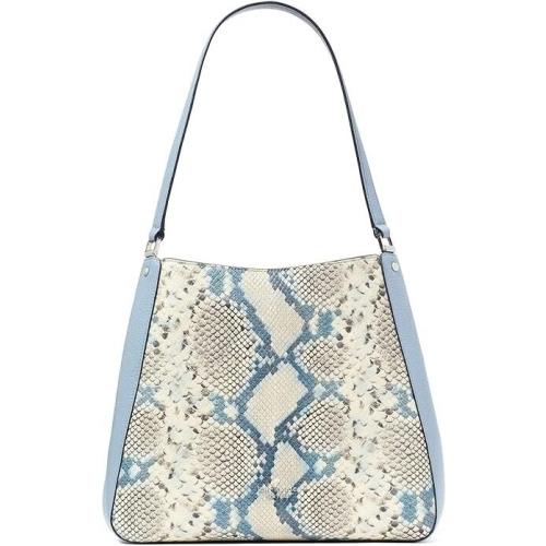 Kate Spade Leila Snake Embossed Medium Triple Compartment Shoulder Bag Blue