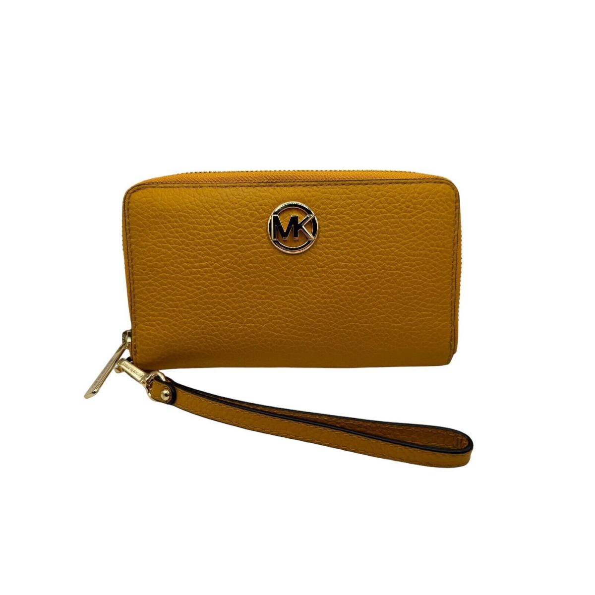 Michael Kors Fulton Flat MF Phn Case Leather Wallet Yellow