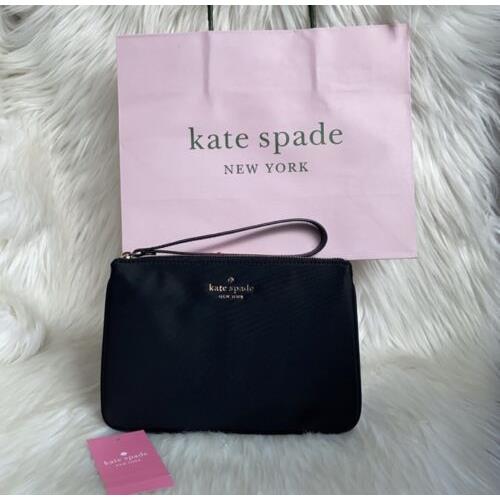 Kate Spade New York Chelsea Black Nylon Zip Medium Wristlet Phone Pouch New