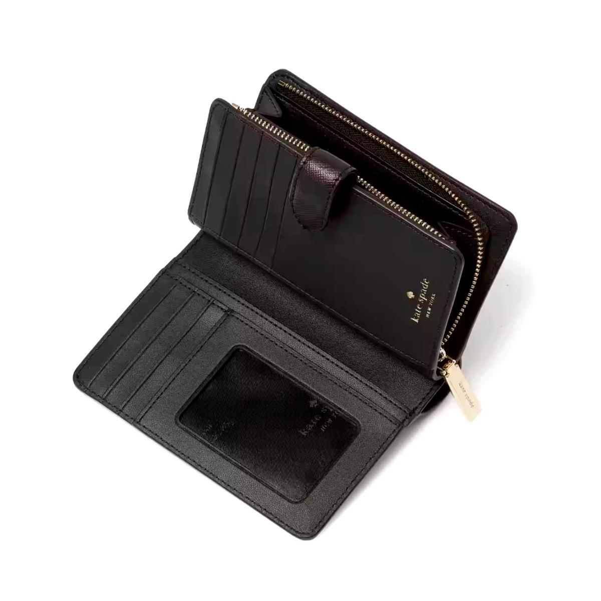 New Kate Spade Madison Medium Compact Bifold Wallet Leather Black