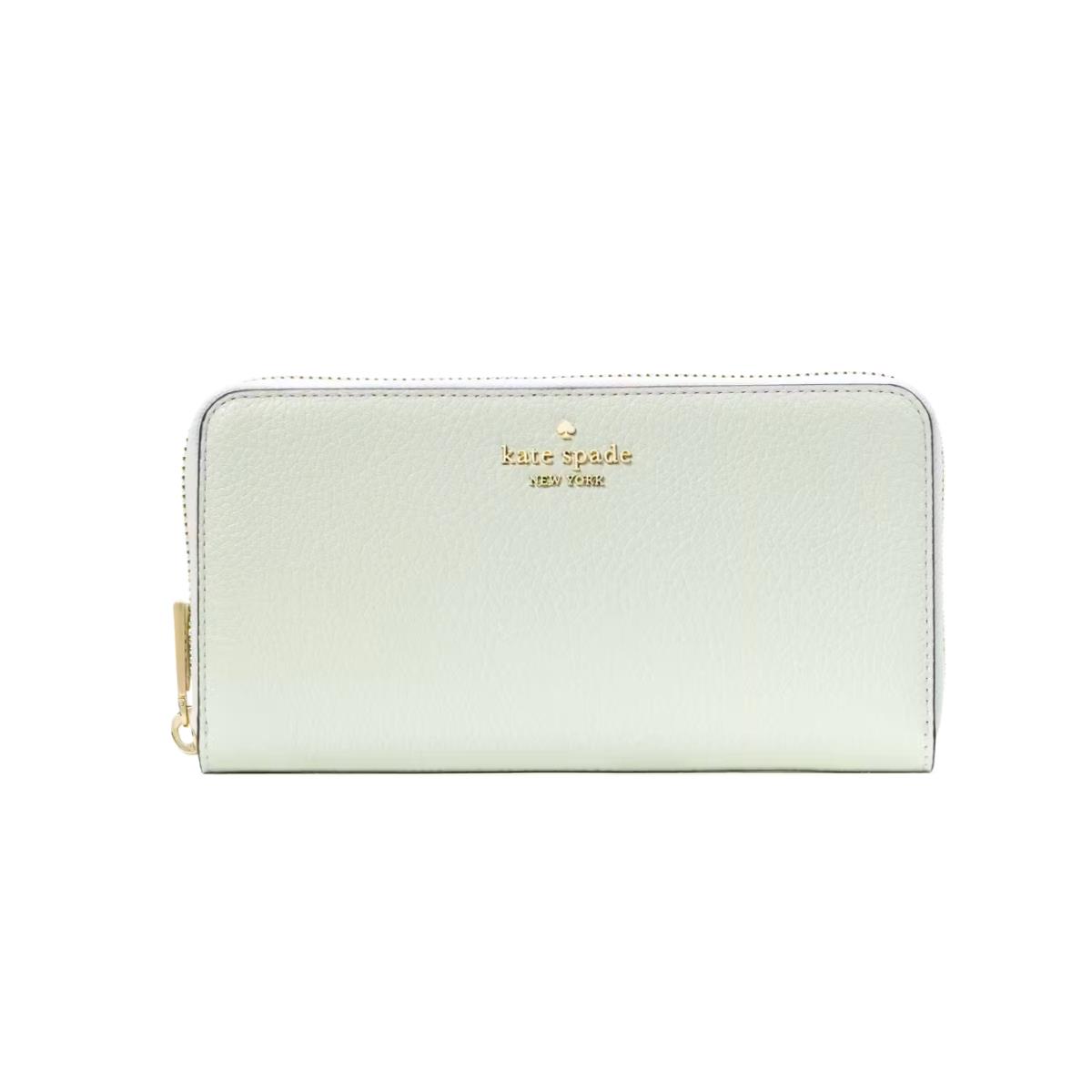 New Kate Spade Leila Large Continental Wallet Pebble Leather Lime Sherbert