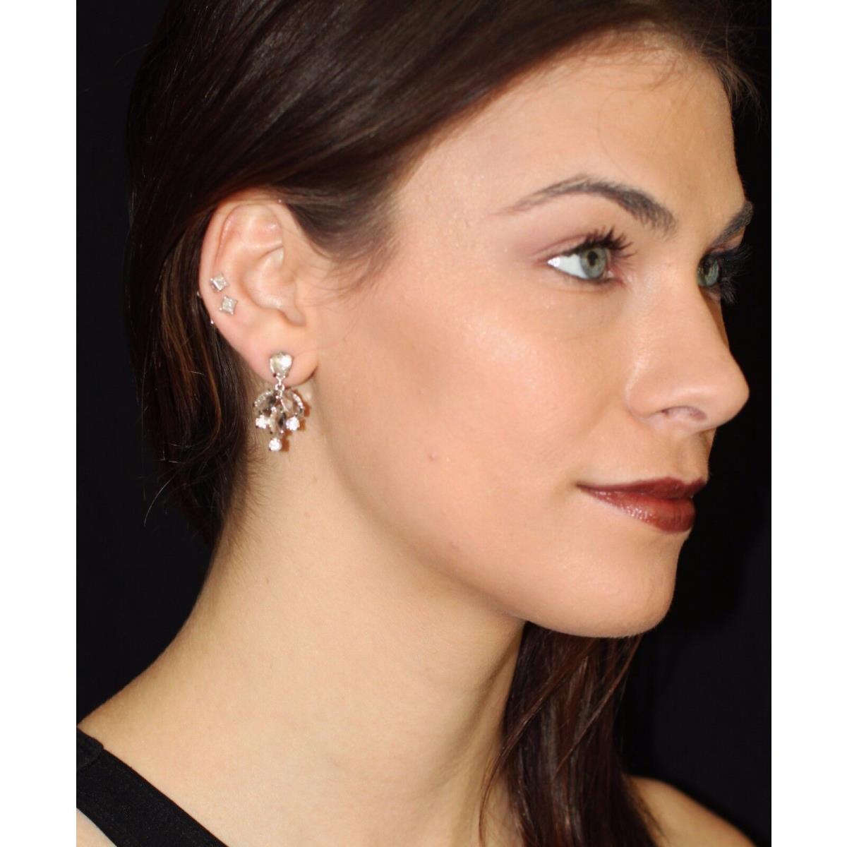 Kate Spade Up The Ante Crystal Ice Earrings Silver Drop Chandelier Dangle