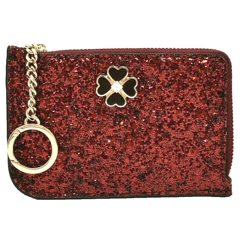 Kate Spade New York Odette Glitter Medium L-zip Card Holder Wallet Cherry New