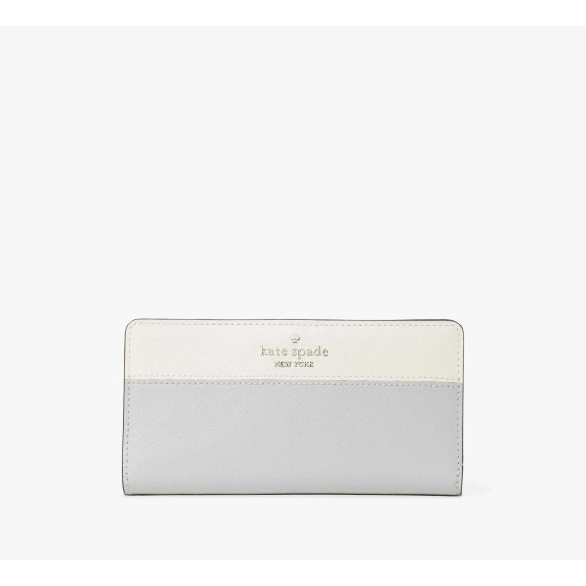 Kate Spade Madison Large Slim Bifold Wallet Platinum Gray