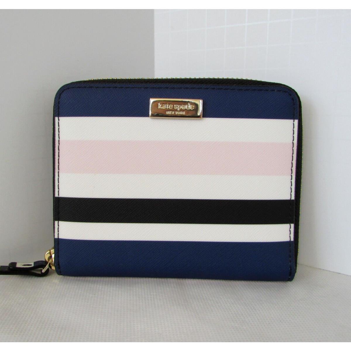 Kate Spade Darci Laurel Way Printed Cruise Wallet Striped Navy Pink