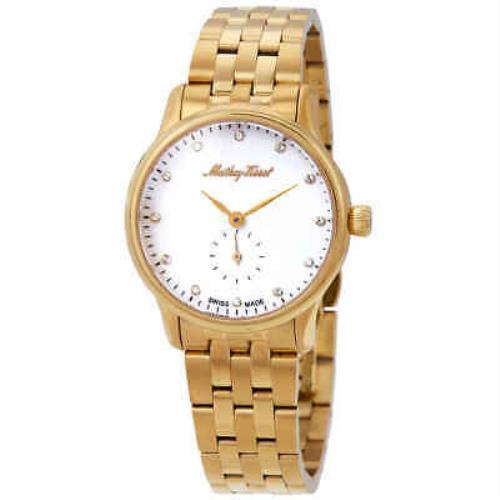 Mathey-tissot Edmond Metal Crystal White Dial Ladies Watch D1886MPI - Dial: White, Band: Gold PVD, Bezel: Gold PVD