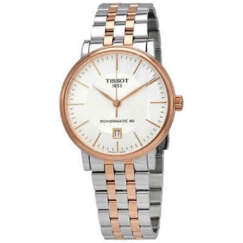 Tissot Carson Powermatic Automatic Silver Dial Men`s Watch T122.407.22.031.01 - Dial: Silver, Band: Gray, Bezel: Pink
