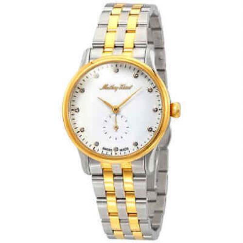 Mathey-tissot Edmond Metal Crystal White Dial Ladies Watch D1886MBI - Dial: White, Band: Two-tone (Silver-tone and Yellow Gold PVD), Bezel: Silver-tone
