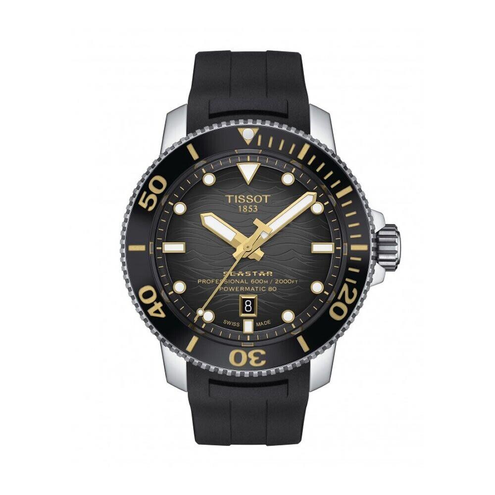 Tissot T1206071744101 Seastar 2000 46MM Black Dial Rubber T120.607.17.441.01