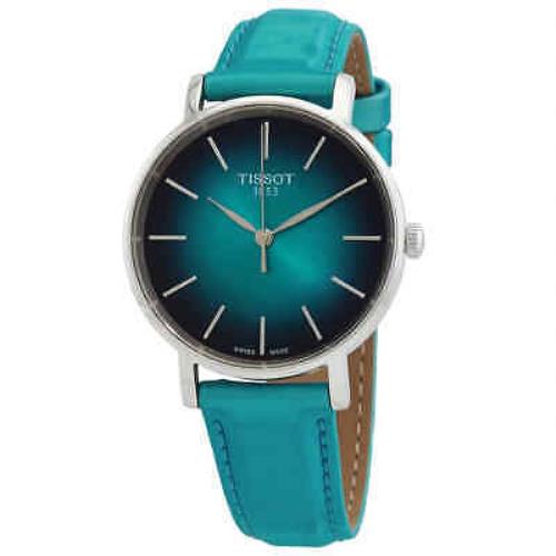 Tissot Everytime Lady Quartz Turquoise Dial Watch T1432101709100 - Dial: Blue, Band: Blue, Bezel: Silver
