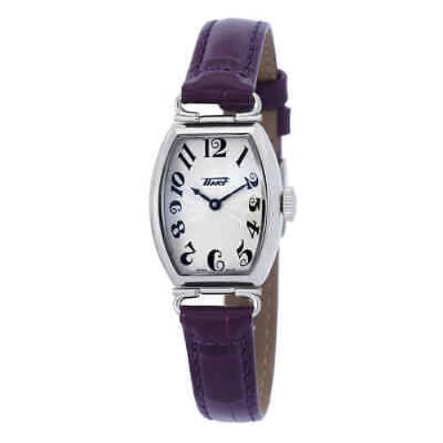 Tissot Heritage Quartz Silver Dial Ladies Watch T128.109.16.032.00 - Dial: Silver, Band: Purple, Bezel: Silver