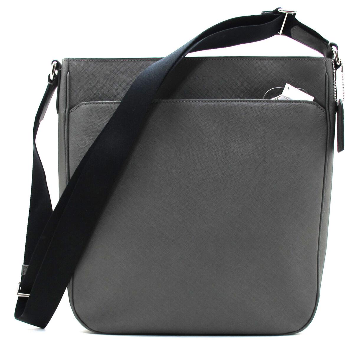 Mens Coach Saffiano Leather Lexington File Crossbody Bag Sterling Dark Grey