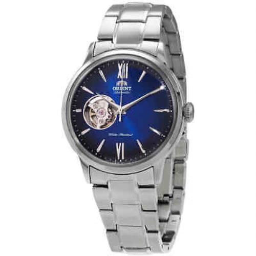 Orient Bambino Automatic Blue Dial Men`s Watch RA-AG0028L - Dial: Blue (Open Heart), Band: Silver-tone, Bezel: Silver-tone
