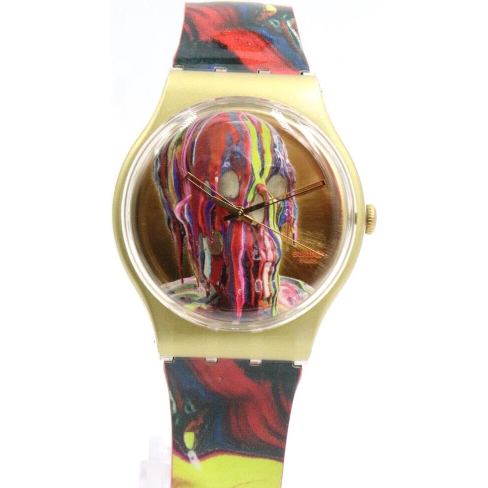 Swatch Originals We`reallgonnadie Forron Multicolor Watch 42mm SUOZ115 - Dial: Gold, Band: , Bezel: Gold
