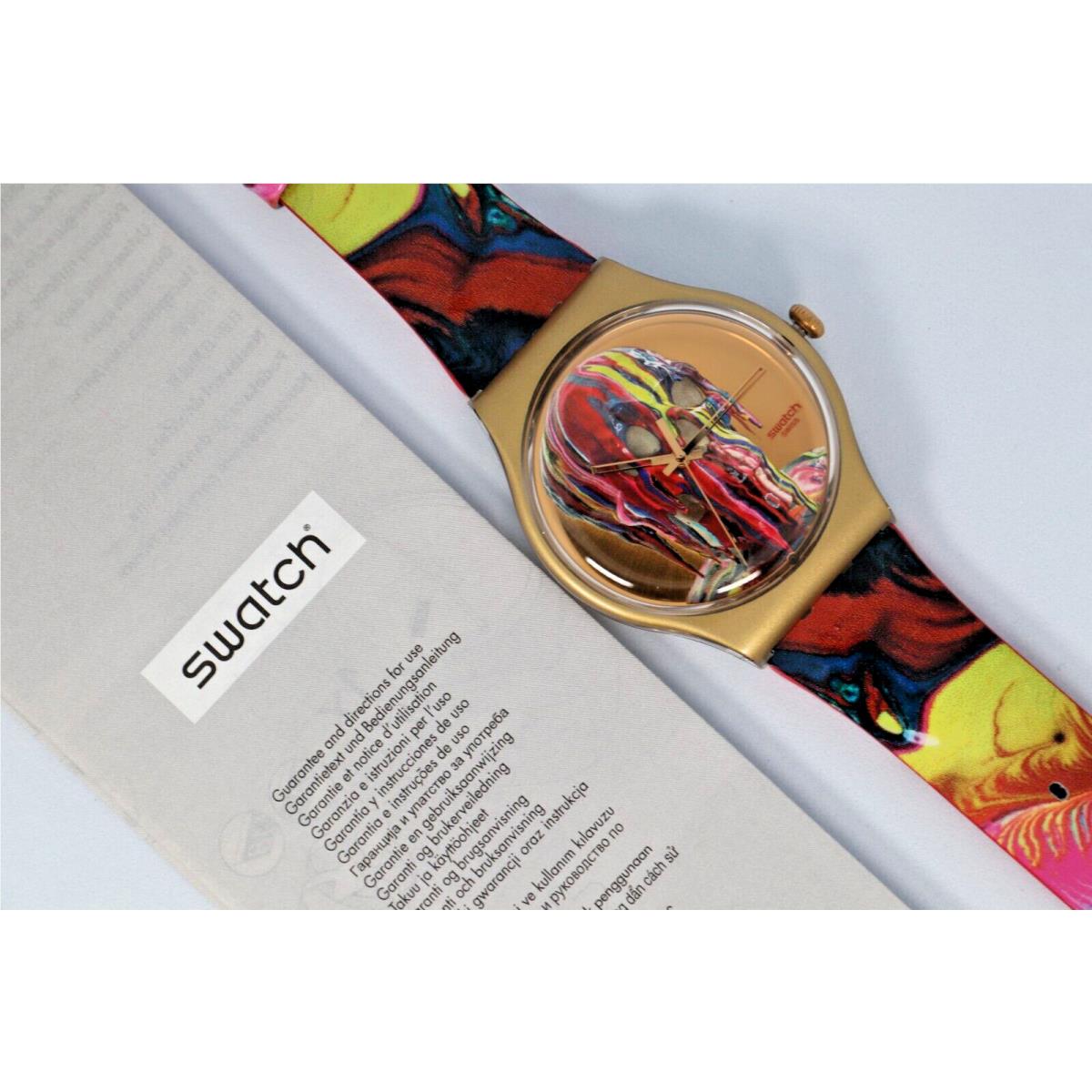 Swatch Originals We`reallgonnadie Forron Multicolor Watch 42mm SUOZ115 - Dial: Gold, Band: Multicolor, Bezel: Gold