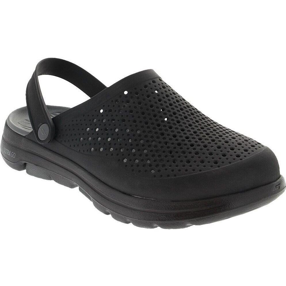 Mens Skechers Foamies GO Walk 5 Astonished Black Back Sandals Clogs Shoes - Black