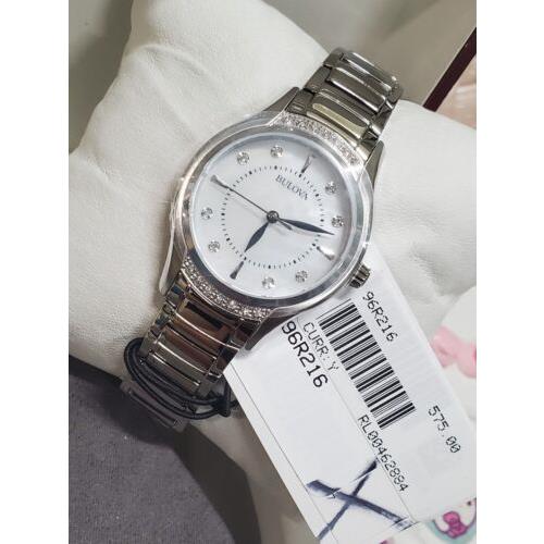 Bulova Women`s Stainless Steel Mother of Pearl Diamond Accent 96R216