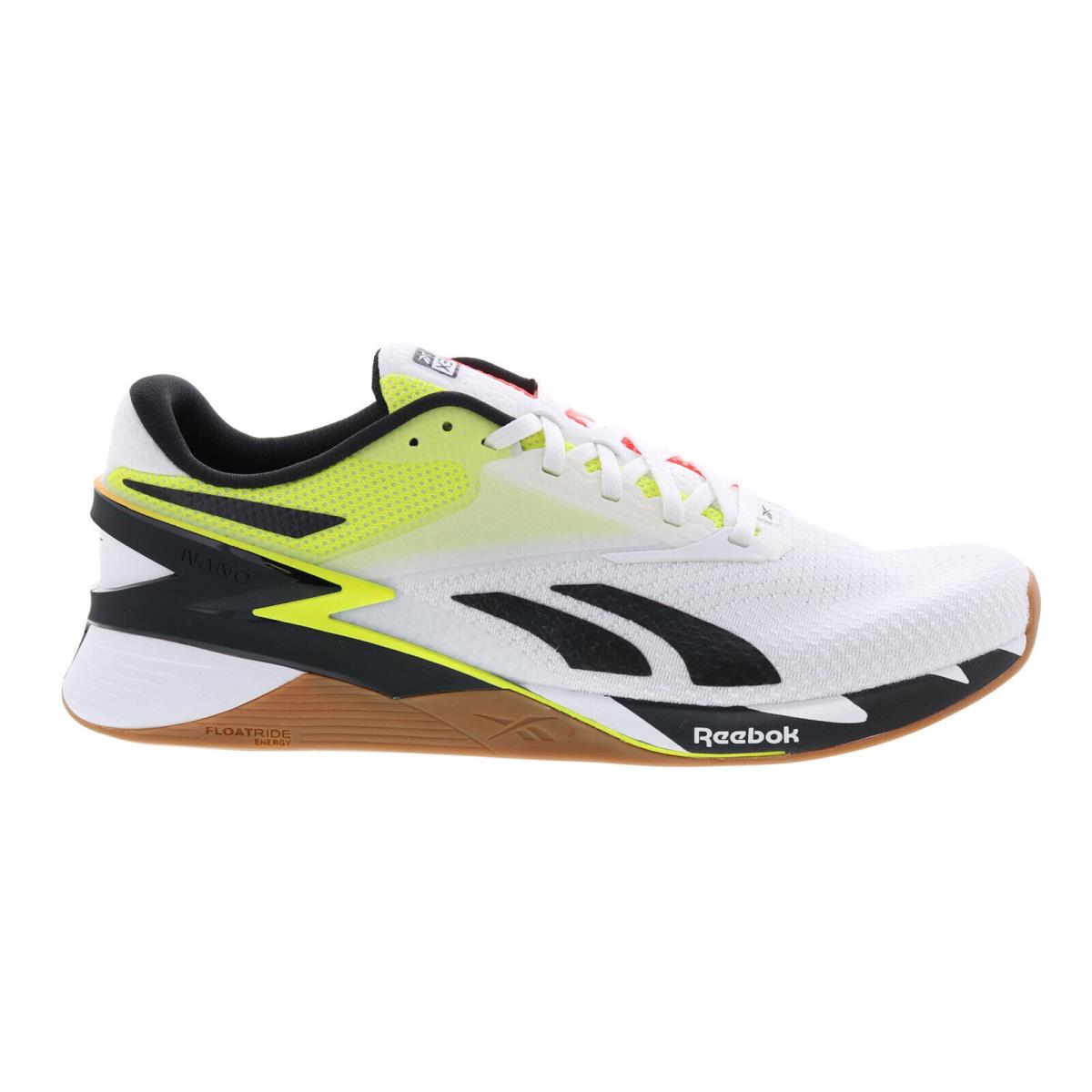 Reebok Nano X3 Mens White Synthetic Lace Up Athletic Cross Training Shoes