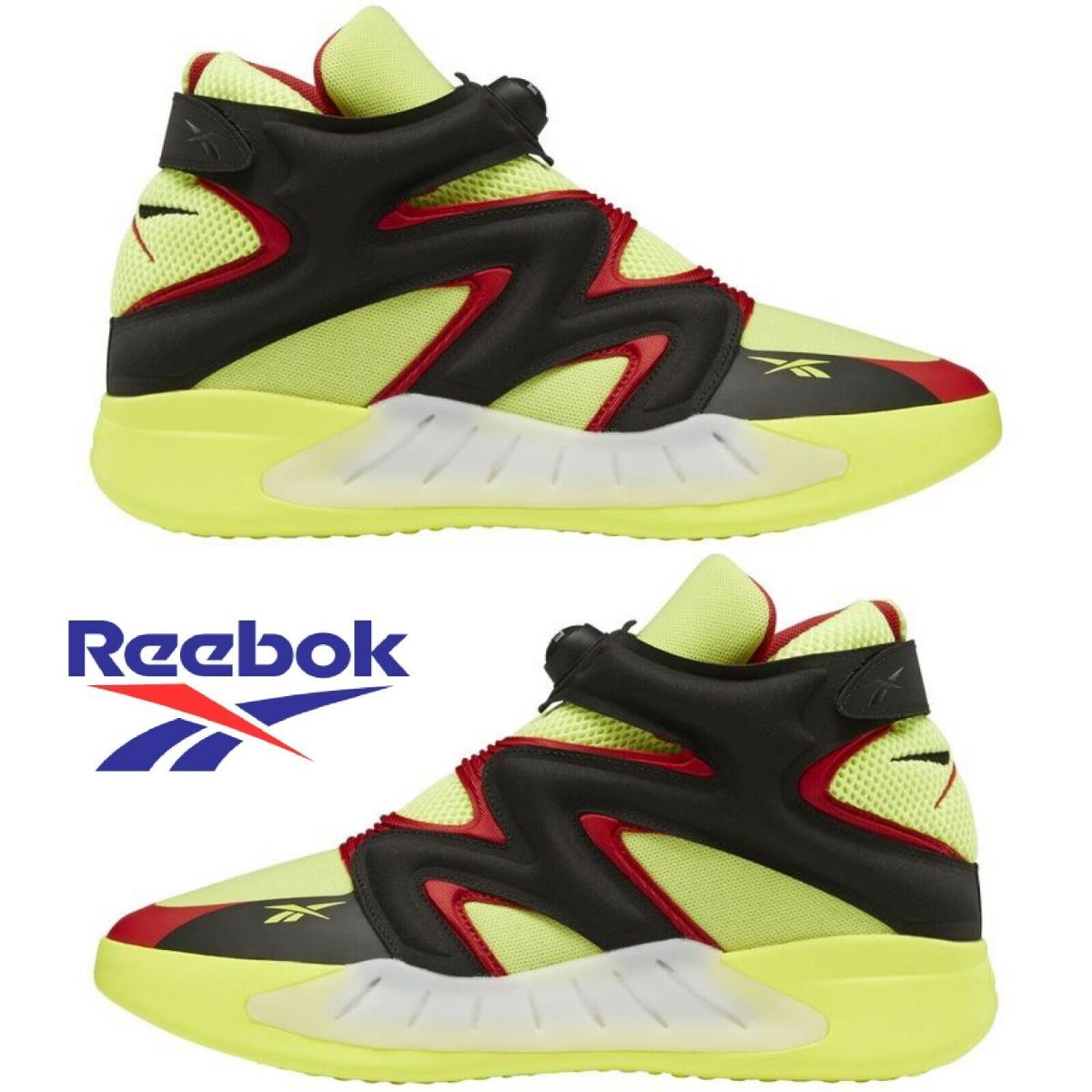 Reebok Instapump Fury Zone Basketball Shoes Men`s Sneakers Running Casual Sport - Black, Manufacturer: Yellow/Black/Red
