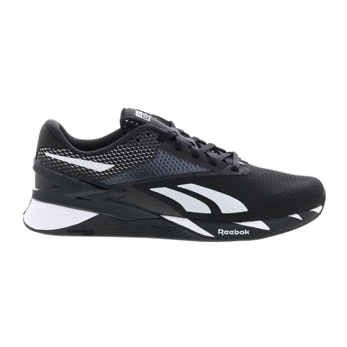 Reebok Nano X3 Mens Black Synthetic Lace Up Athletic Cross Training Shoes - Black