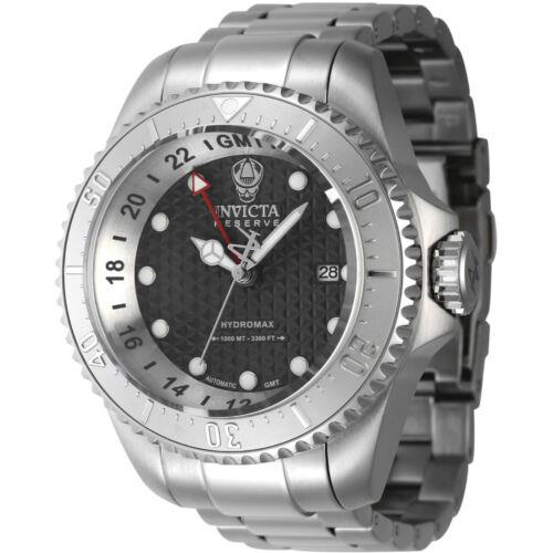 Invicta Men`s Watch Reserve Hydromax Automatic Gmt Black Dial Bracelet 45915 - Dial: Black, Band: Silver