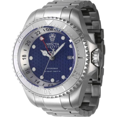 Invicta Men`s Watch Reserve Hydromax Automatic Gmt Blue Dial Bracelet 45916 - Dial: Blue, Band: Silver