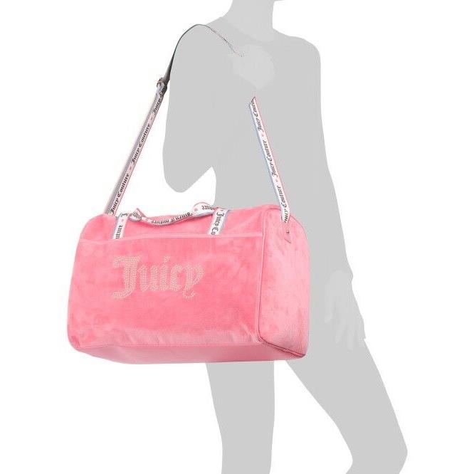Juicy Couture Big Spender Weekender Duffel Bag Pink Velour Logo Straps