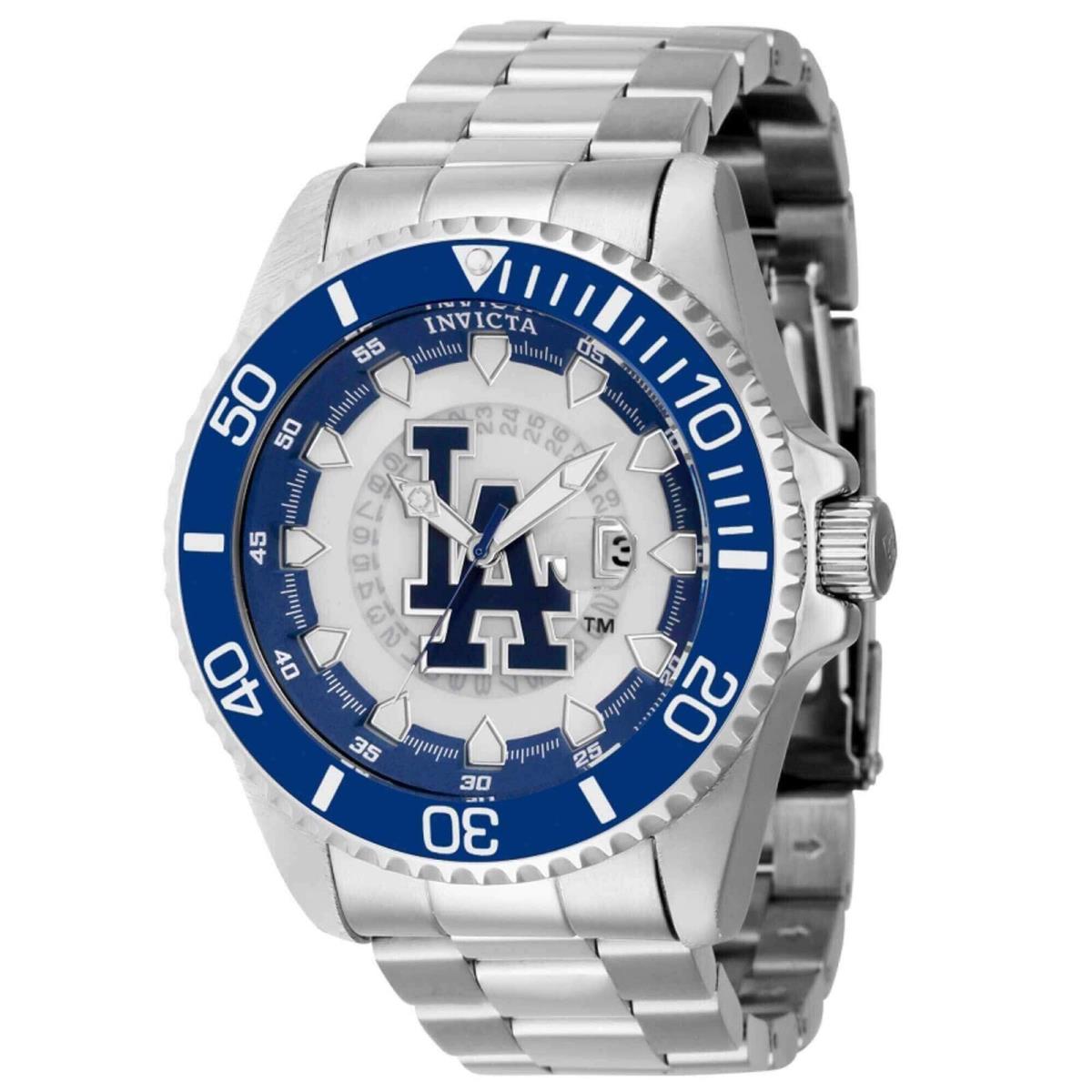 Invicta Men`s Watch Mlb Los Angeles Dodgers Quartz Date Stainless Steel 43467