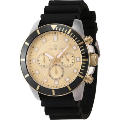 Invicta Pro Diver Chronograph Gmt Quartz Gold Dial Men`s Watch 46084