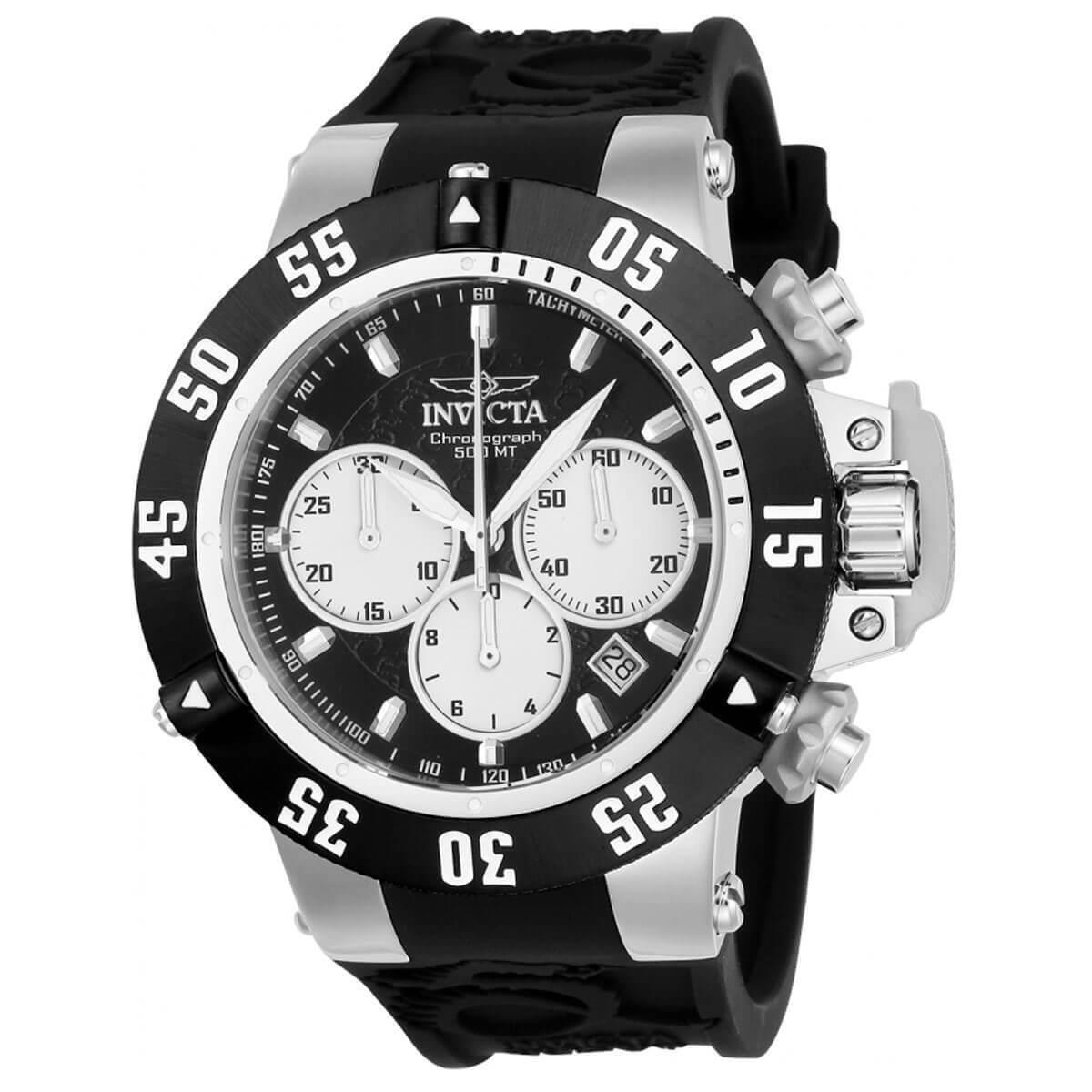 Invicta Men`s Watch Subaqua Noma Iii Chronograph Black and White Dial 22919 - Face: Black, White, Dial: Black, White, Band: Black