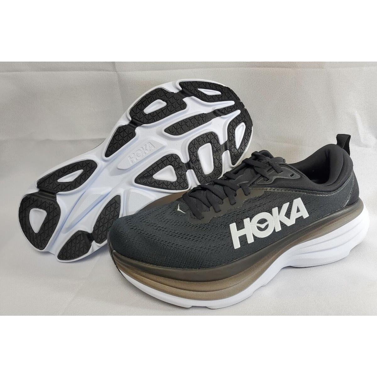 Womens Hoka One One Bondi 8 1127952 Bwht Black White Running Sneakers Shoes