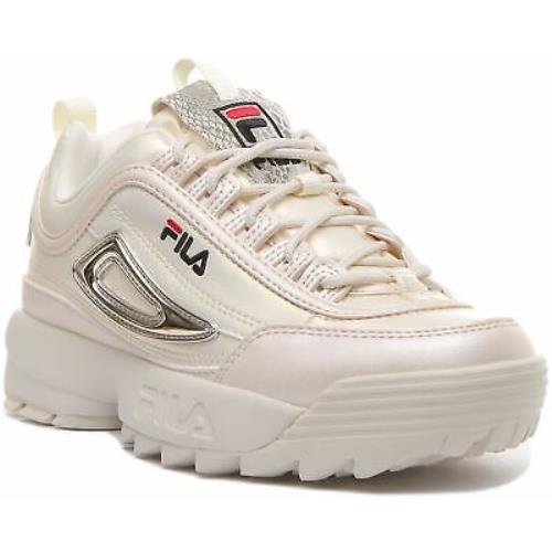 Fila Womens Disruptor Chunky Sole Python Tongue In Cream Size US 3 - 7