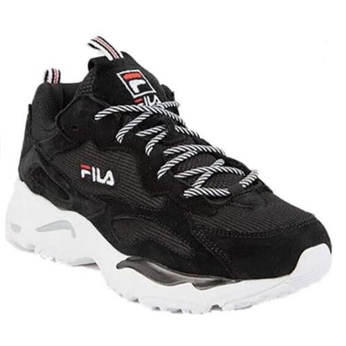 Fila Men`s Ray Tracer Sneaker Suede Synthetic Black White Red