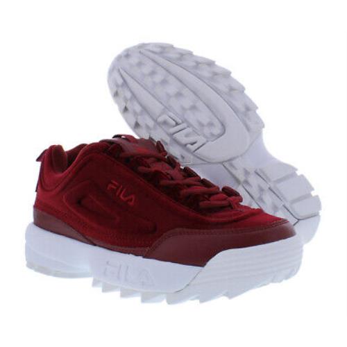Fila Disruptor II Premium Velour Womens Shoes Size 5 Color: Red/red/white