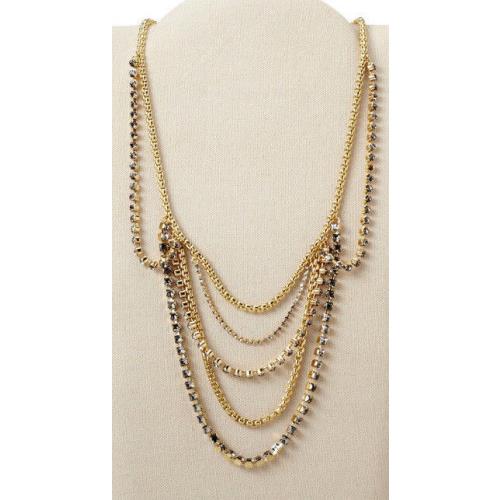 Fossil Brand Gold-tone Vintage Revival Crystal Cupchain Necklace