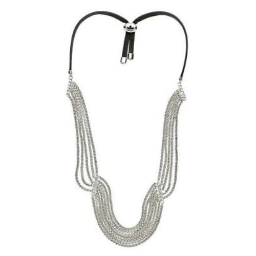 Fossil Brand Stainless Steel Layered Chain Keyhole Slider Necklace