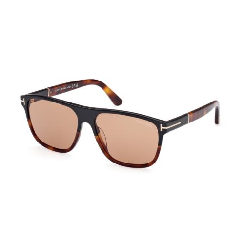 Tom Ford FT1081 05E Black-red Havana/brown Square Gradient Sunglasses